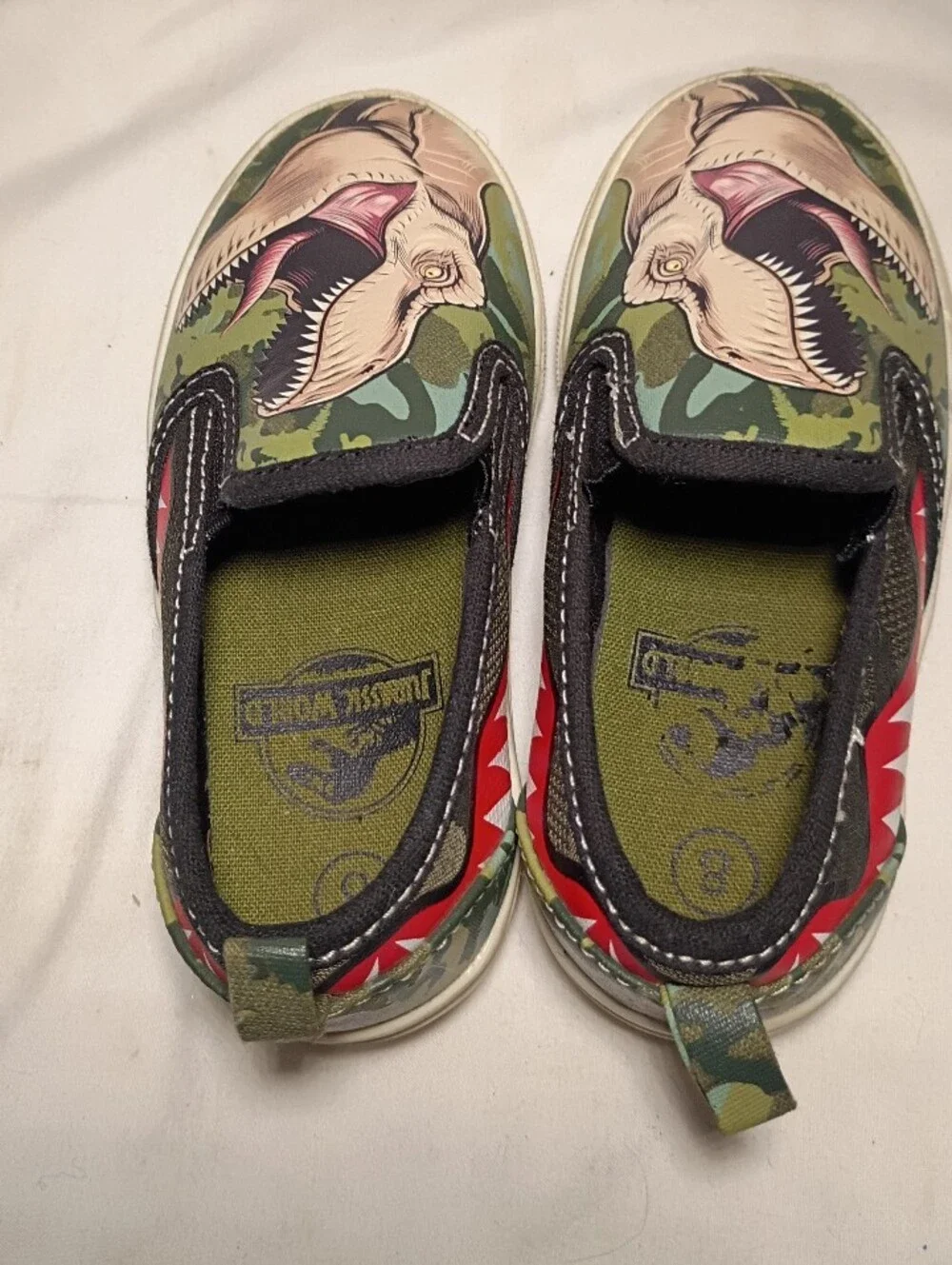 Jurassic World Toddler Boys Camo T-Rex Slip On Sneakers Size 8 Target